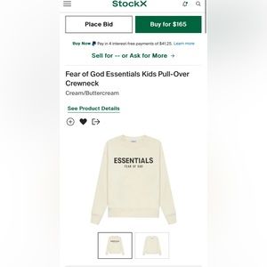 Fear Of God Essentials Kid Pull-Over Crewneck size L